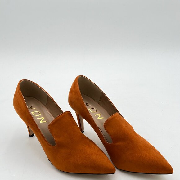 YDN Brown Slip on Loafer Stilettos Heels Pumps Pointy Toe Slide Suede Prom Shoes - Picture 4 of 8